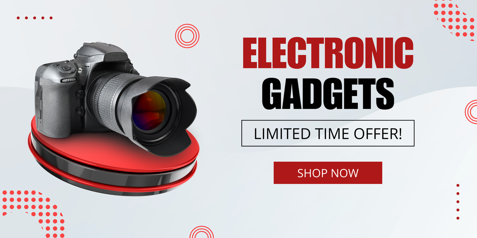 Black Red and White Geometric Electronics Promo Banner